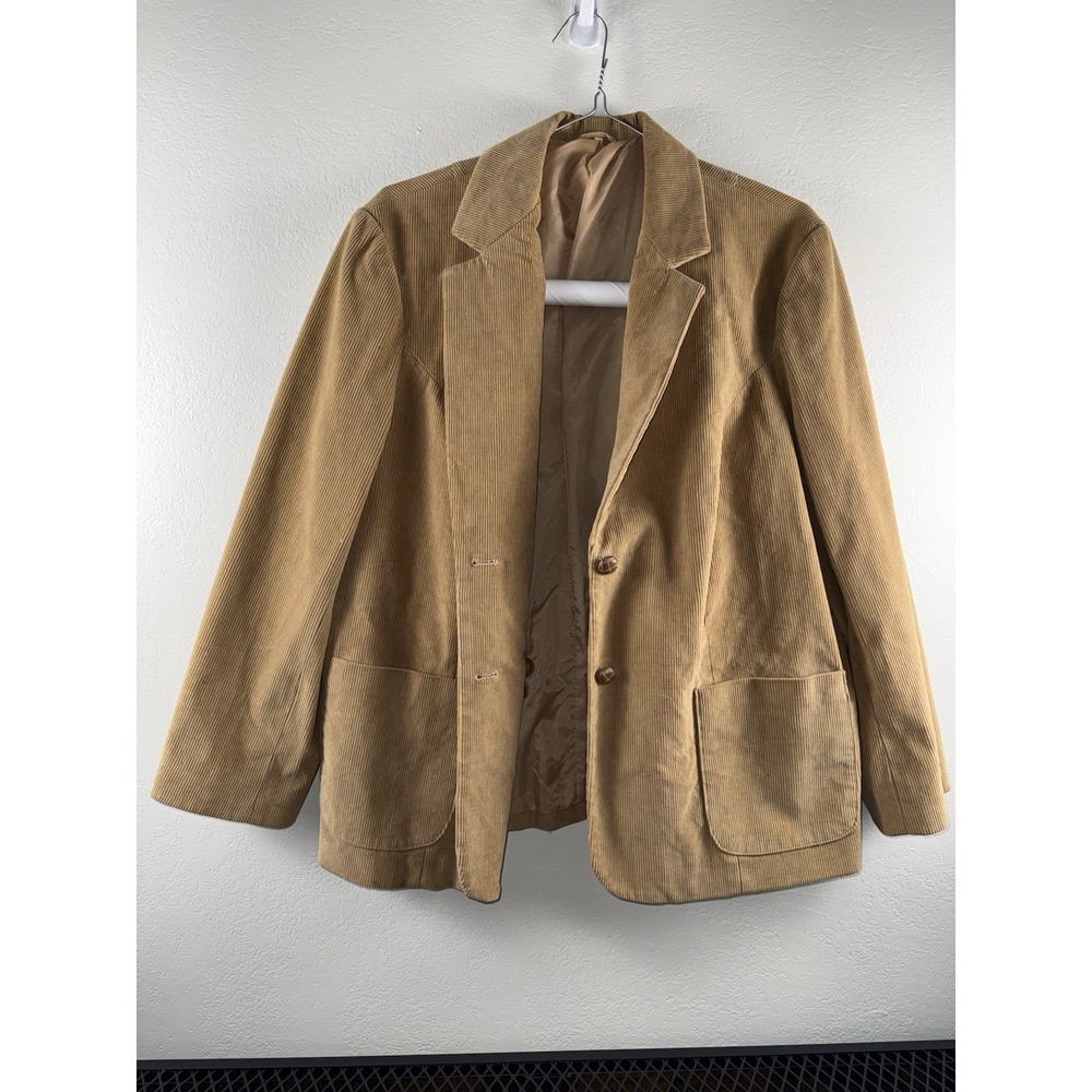 VTG The Fashion Place Size 42W-‎ 10/12 Tan Corduroy Blazer Jacket Sears Womens